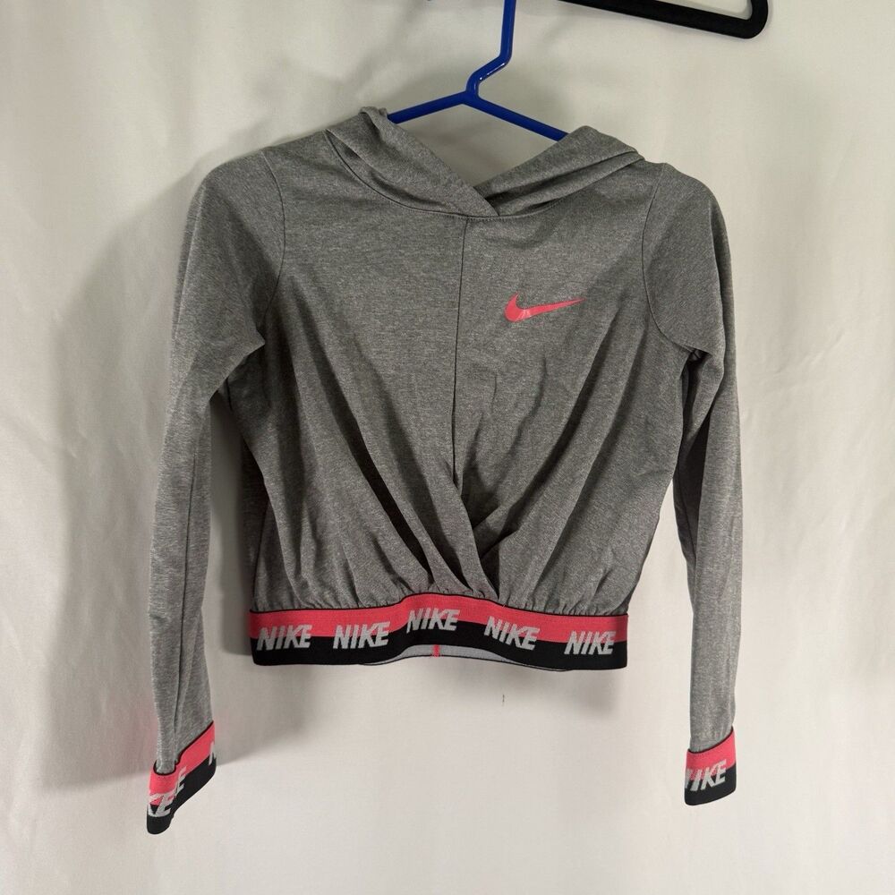 Nike Hoodie Toddler Girls 3-4 Years Heathered Grey Pullover Elastic Waist
